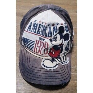 Disney Parks Epcot World Showcase America Mickey Adult Flex  Hat Cap Est 1928